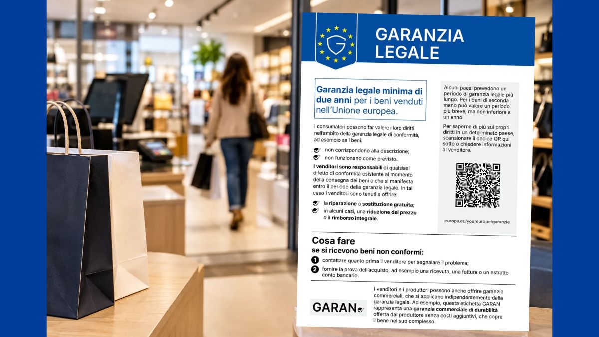 Garanzia legale: obbligo di esporre l’Avviso armonizzato nei negozi e online.