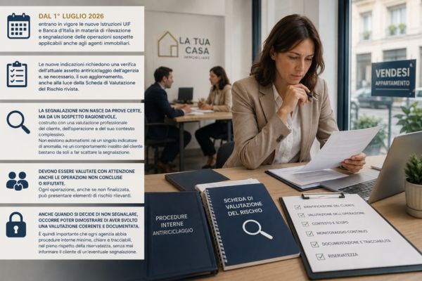 Antiriciclaggio - dal 1° luglio 2026 nuove istruzioni per gli agenti immobiliari.
