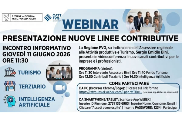 Webinar giovedì 11 giugno 2026 ore 11:30. Presentazione nuove linee contributive.